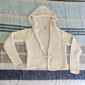 GAP Factory Cream Knit Hooded Cardigan